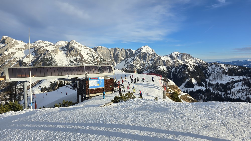 De top van het skigebied Werfenweng.